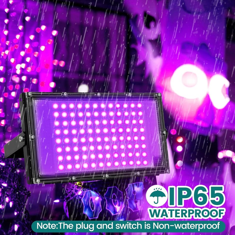 iCreating 100W Black Lights for Glow Party - Indoor Large High Power Black Light Flood Light 395nm UV Blacklight Floodlight Purple BlackLights Spotlight Fluorescent UV Lights for Halloween (4 Pack) - Image 4